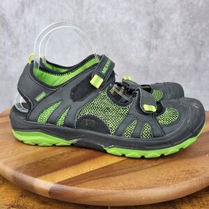 Merell Hydro Rapid Shoes Mens 7 M Black Green Leather Water Hiking Sport Sandals